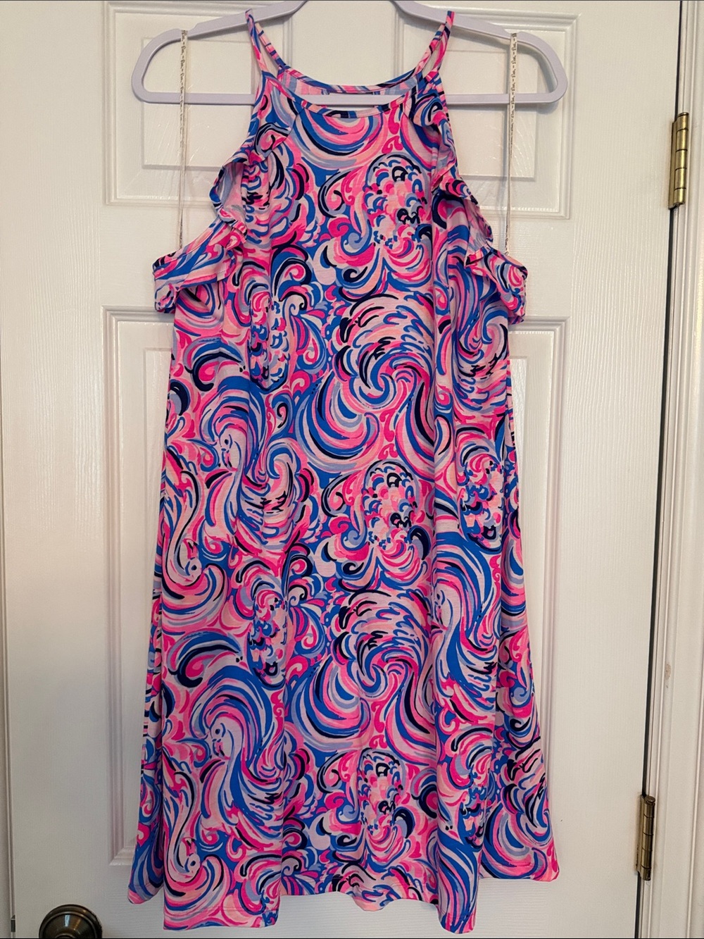 Lilly Pulitzer Pink & Blue Swirl Halter Dress for Girls - Picture 1 of 3